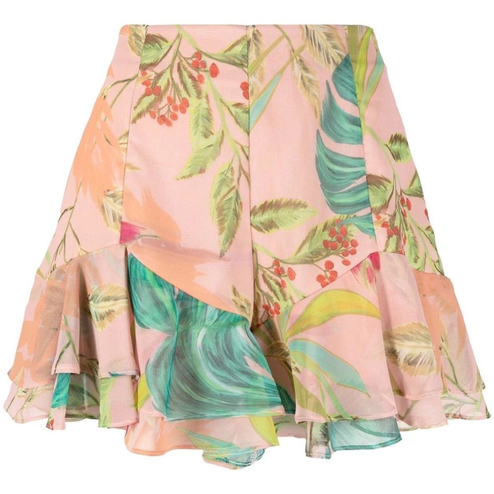 NWT PatBo tropicalia ruffle hem floral shorts
